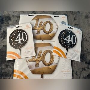40th Birthday Decorations Balloons 3D Party Gold Black Foil Man Woman Jumbo 4